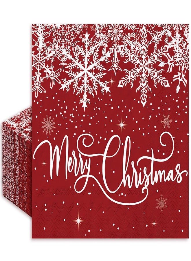 JarThenaAMCS 80Pcs Christmas Paper Napkins Red Marry Christmas Snowflake Disposable Napkins Luncheon Dinner Table Napkins for Xmas Winter Party Supplies - Image 1